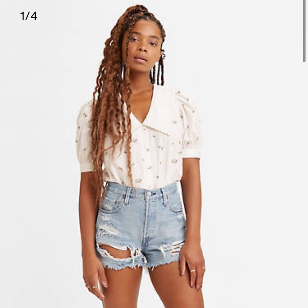 Levi's 501 Original Denim Shorts High Rise Fault Line